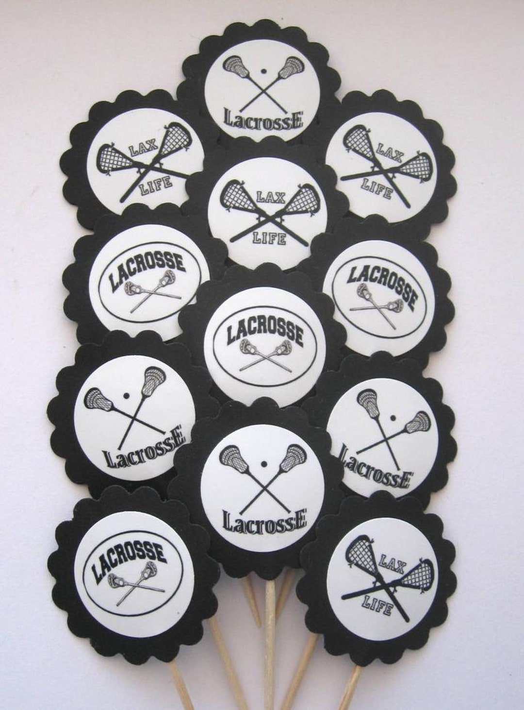 Lacrosse Cupcake Toppers/party Picks 12pc Set Item 1711 Etsy