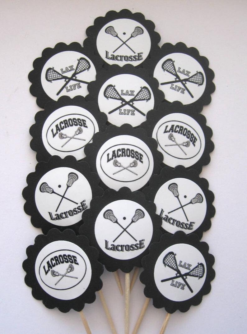 Lacrosse Cupcake Toppers/party Picks 12pc Set Item 1711 Etsy