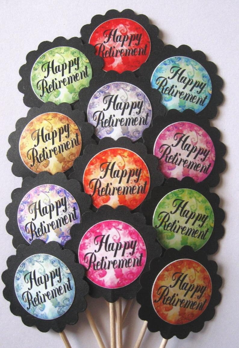 Retirement Cupcake Toppers/party Picks 12pc Set Item 1255 Etsy