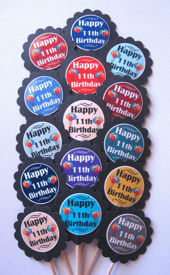 11th Birthday Cupcake Toppers/party Picks 15pc Set Item | Etsy