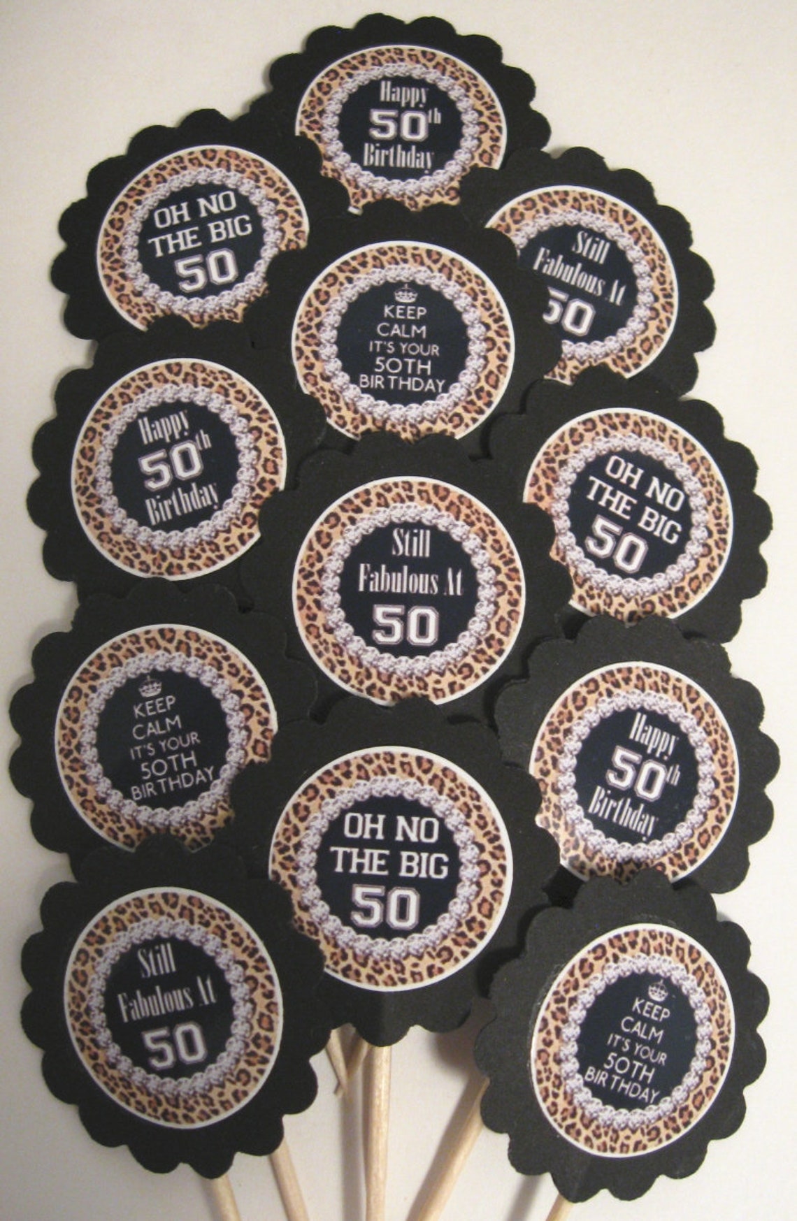 50th Birthday Cupcake Toppers/party picks 12pc set Item 719 Etsy