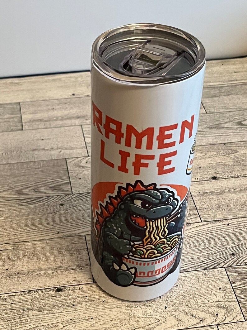 Godzilla Eating Ramen/ Ramen Life 20 Oz Tumbler/ Gift/ Reusable Water