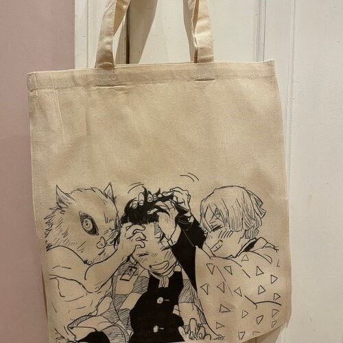 Demon Slayer/ Kimetsu No Yaiba Cotton Printed Tote Bag | Etsy UK