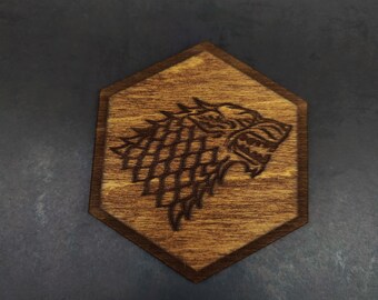 Game of Thrones inspired Flexible Rubber Coaster House Stark 3D Printed Coaster