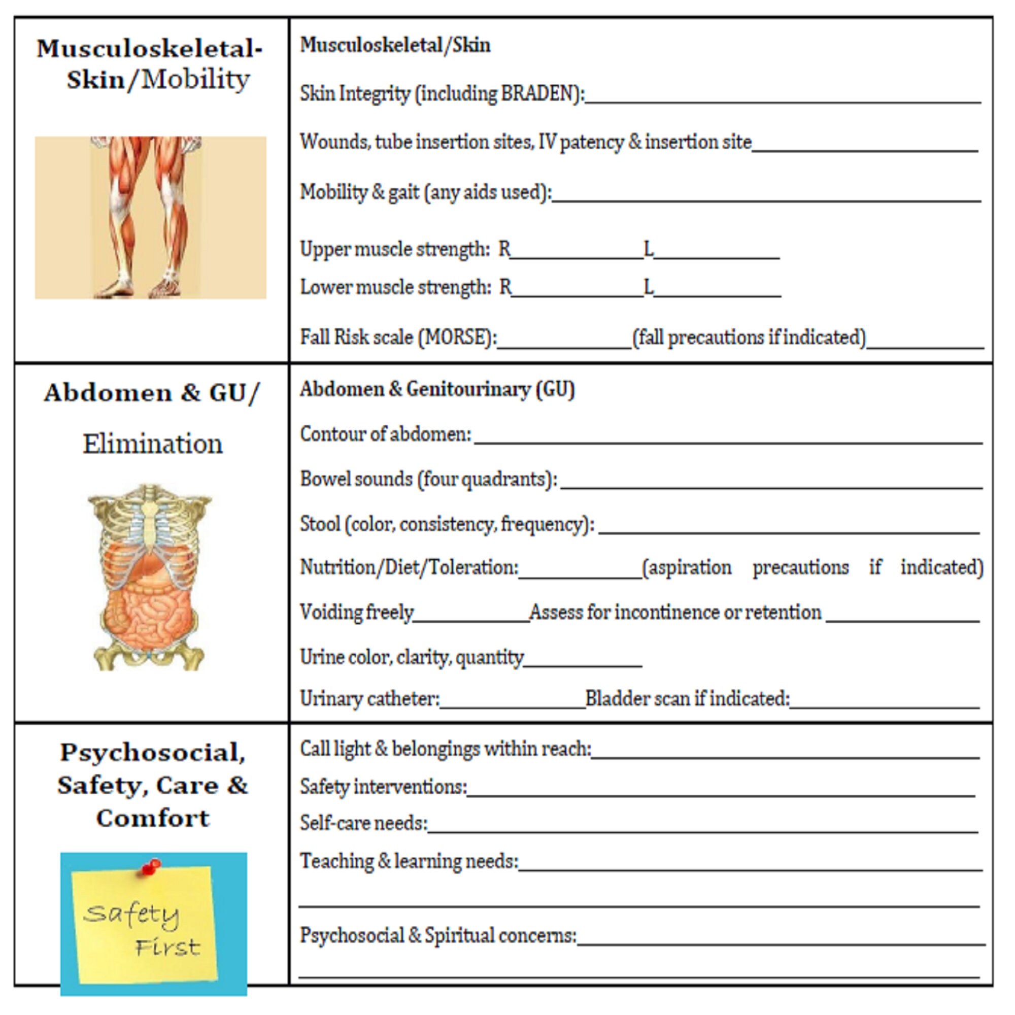 BASIC Head-to-Toe Template Nursing Assessment 2 pages - Etsy España