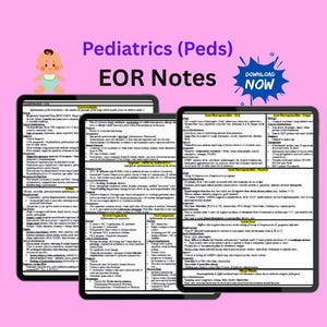 Pediatrics (Peds) EOR Notes for PA Students | 50-Page Digital pdf | End of Rotation Exam Study Guide & Clinical Prep Tool