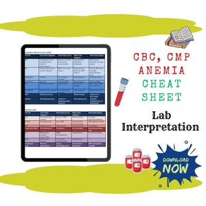 CBC, CMP  Anemia Cheat Sheet for NP Pa Students – A Visual Lab Interpretation Toolkit. Digital Product