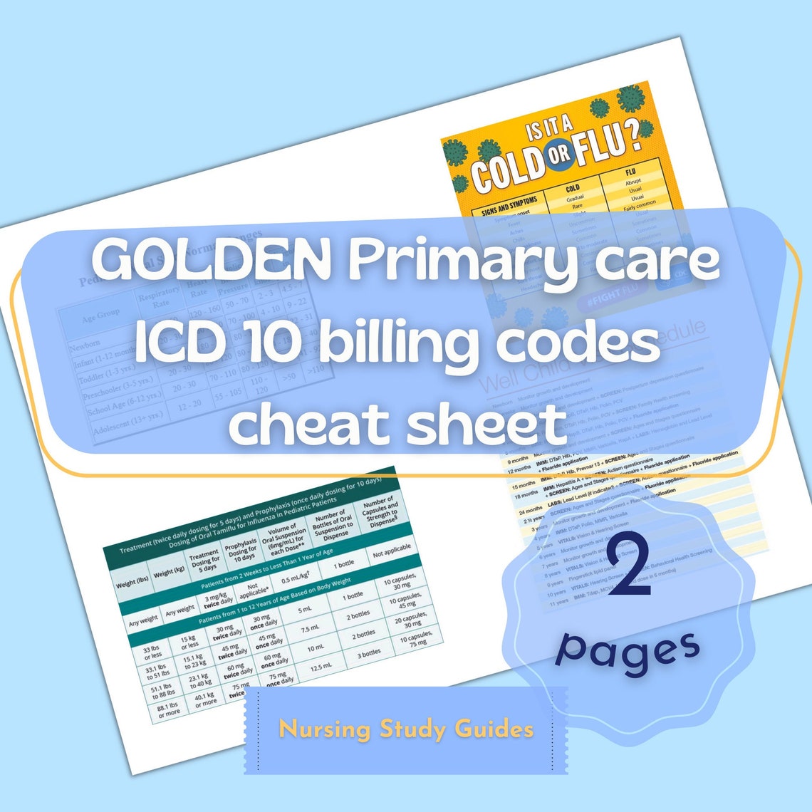 GOLDEN Primary Care ICD 10 Billing Codes Cheat Sheet With Well Etsy