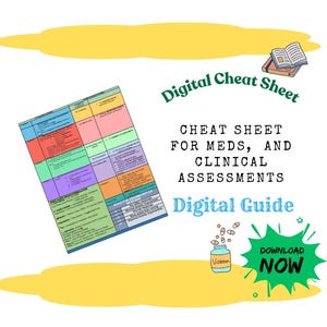Digital Cheat Sheet for Meds, Electrolytes, Vitamins and  Clinical Assessments. Quick Nursing Notes