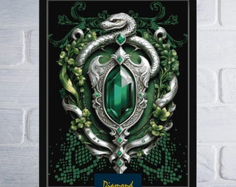 Snake House Crest Counted Cross Stitch Pattern | Add Custom Wording | Digital Download PDF Chart