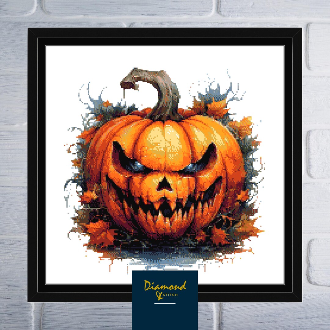 Evil Pumpkin Counted Cross Stitch Pattern | Digital Download PDF Chart ...