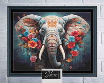 Flowered Elephant Counted Cross Stitch Pattern | Digital Download PDF Chart