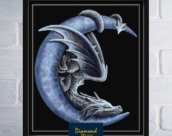 Moon Dragon Counted Cross Stitch Pattern | Digital Download PDF Chart