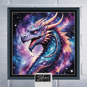 Galaxy Dragon Counted Cross Stitch Pattern | Digital Download PDF Chart