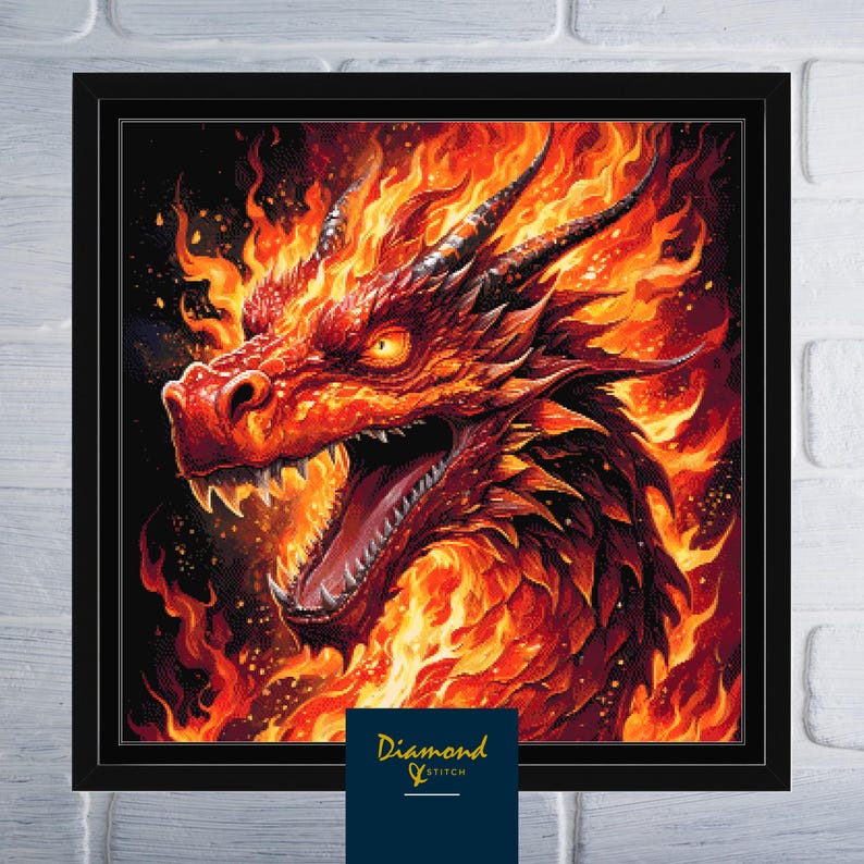 Fire Dragon Counted Cross Stitch Pattern | Digital Download PDF Chart ...
