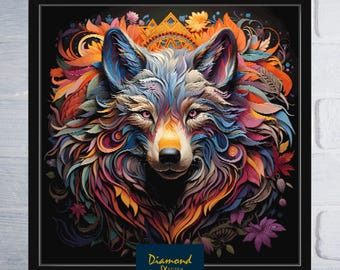Boho Wolf Counted Cross Stitch Pattern | Digital Download PDF Chart