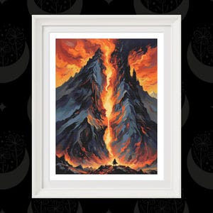 The Land of Shadows Cross Stitch Pattern: Add Travel Poster Wording | Digital Download PDF Chart