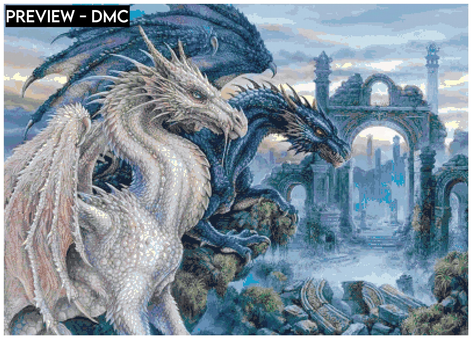 E0013 Dragons Counted Cross Stitch Pattern Digital Etsy