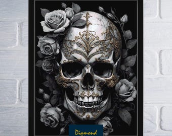 Skull and Roses Counted Cross Stitch Pattern | Digital Download PDF Chart