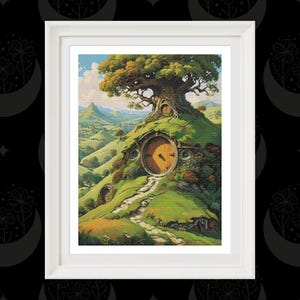 Schema punto croce Halfling Home: aggiungi testo al poster di viaggio / Scarica grafico PDF digitale