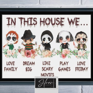 In This House... Horror Villain Counted Cross Stitch Pattern | Digital Download PDF Chart