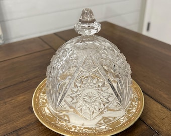 Etched butter dish