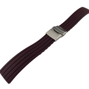 18mm 20mm 22mm 24mm Brown Rubber Silicone Strap Band fits most watches deployment clasp/buckle + Pins and diy tool included