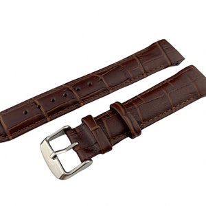 20 21 22mm Brown Leather Curved End Strap/Band fit most Watches Pin Buckle + Tool/Pins