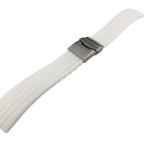 18mm 20mm 22mm 24mm White Rubber Silicone Strap Band fits most watches deployment clasp/buckle + Pins and diy tool included