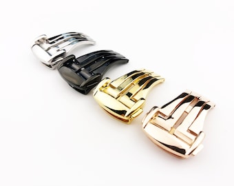 New Stainless Steel Silver Rose/Yellow Gold Deployment Clasp Buckle fit most watch Strap Band 16mm 18mm 20mm + pins and tool