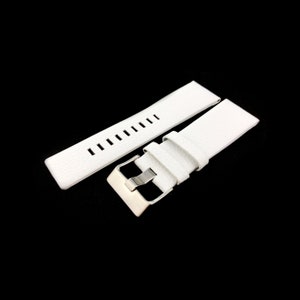 White Genuine Leather Strap Band with Silver Buckle fit most Watches 22 24 26 27 28 30 32 34mm + Tool/Pins