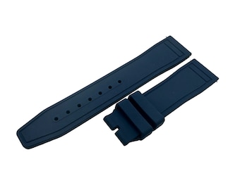 Navy Dark Blue Rubber Silicone 20mm 21mm 22mm Strap Band fits most watches deployment clasp / pin buckle quick release pins included