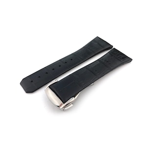 Black Leather Style 23mm Strap Band fits most watches deployment clasp/buckle + pins and tool