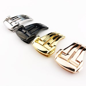 New Silver Stainless Steel Deployment Clasp Buckle fit most watch Strap Band 16mm 18mm 20mm pins and tool image 4