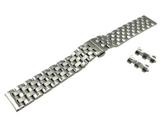 Silver flat or curved end Stainless Steel Strap Band Bracelet fit most watches 18mm 19mm 20mm 21mm  22mm Pins & DIY Tool Included