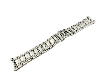 22mm Silver curved end Stainless Steel Strap Band Bracelet Pins & DIY Tool Included