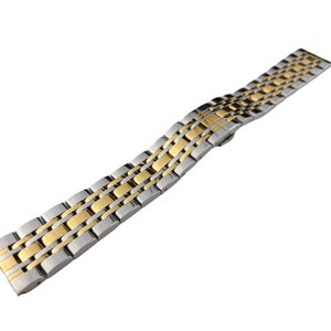 Silver/Yellow Gold flat or curved end Stainless Steel Strap Band Bracelet fit most watches 14mm 16mm 18mm 20mm 22mm Pins & DIY Tool Included