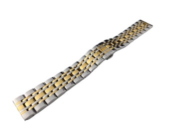 Bracelet en acier inoxydable argenté/or jaune à extrémité plate ou incurvée pour la plupart des montres, 14 mm 16 mm 18 mm 20 mm 22 mm, épingles et outil de bricolage inclus