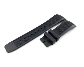 Pulseira de silicone de borracha preta de 22 mm, compatível com a maioria dos relógios, fecho de implantação / fivela de pino + pinos/ferramenta