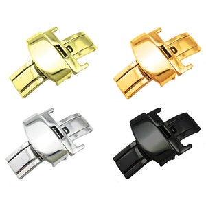 16 mm 18 mm 20 mm rostfritt stålklocka med fjärilsspänne i silver/gult guld/svart/rosaguld + nålar och gör-det-själv-verktyg (gratis gåva)