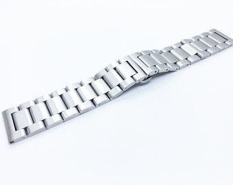 Bracelet en acier inoxydable 316L en argent massif brossé 18/20/21/22/23/24 mm adapté à la plupart des épingles de montres et outil de bricolage (cadeau gratuit)