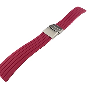 18mm 20mm 22mm 24mm Red Rubber Silicone Strap Band fits most watches deployment clasp/buckle + Pins and diy tool included
