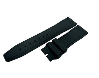 Black Rubber Silicone 20mm 21mm 22mm Strap Band fits most watches deployment clasp / pin buckle quick release pins included