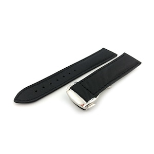 Black Nylon/Fabric Leather 19mm 20mm 22mm Strap Band fits most watches deployment clasp/buckle any colour + pins and tool