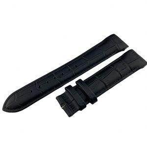 20 21 22mm Black Leather Curved End Strap/Band fit most Watches Butterfly Clasp + Tool/Pins