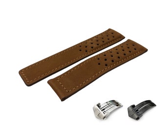 Brown Genuine Suede Leather 20mm 22mm Strap Band fits most watches deployment clasp/buckle (black or silver) + pins and tool