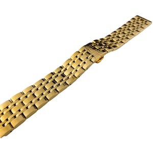 Cinturino in acciaio inossidabile con estremità piatta o curva in oro giallo, adatto alla maggior parte degli orologi da 14 mm, 16 mm, 18 mm, 20 mm e 22 mm. Perni e strumento fai da te inclusi.