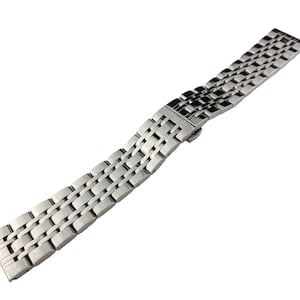 Bracelet en acier inoxydable argenté à extrémité plate ou incurvée pour la plupart des montres 14 mm 16 mm 18 mm 20 mm 22 mm Broches et outil de bricolage inclus