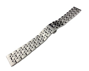 Bracelet en acier inoxydable argenté à extrémité plate ou incurvée pour la plupart des montres, 14 mm 16 mm 18 mm 20 mm 22 mm, épingles et outil de bricolage inclus