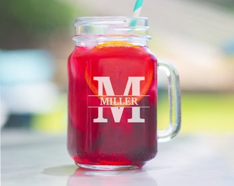 Personalized Mason Jar with Handle